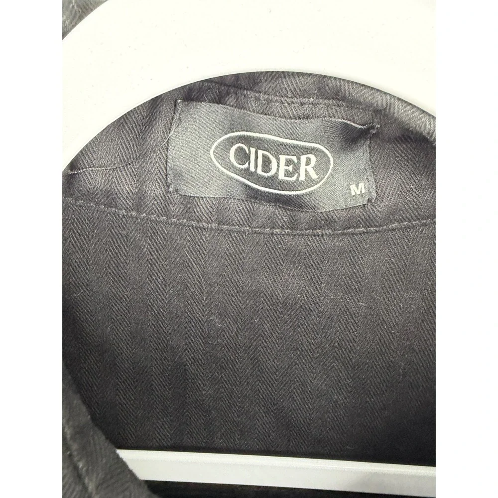Cider Womens Shirt Black Cropped Asymmetrical Button Front Short Sleeve M - Picture 4 of 4